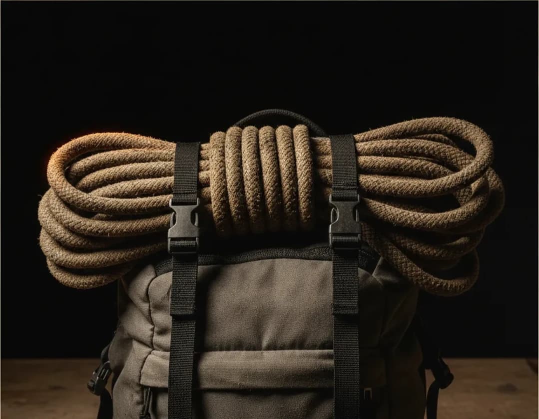 Seilfixierung am Tourenrucksack 38 Liter.
