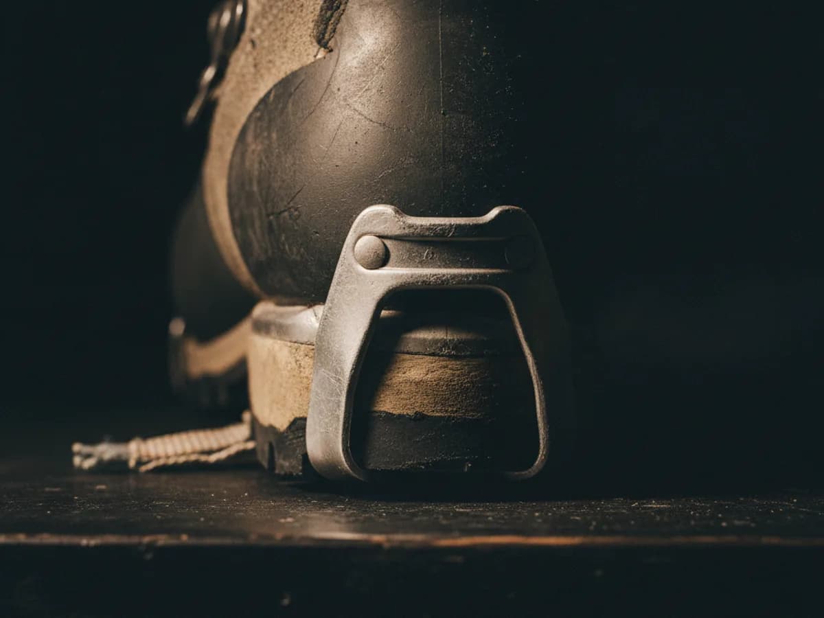 Leichtsteigeisen mit Automatikbindung am Bergschuh.